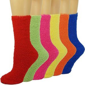 Womens Fuzzy Crew Socks Plush Sleeping Socks 6Pk